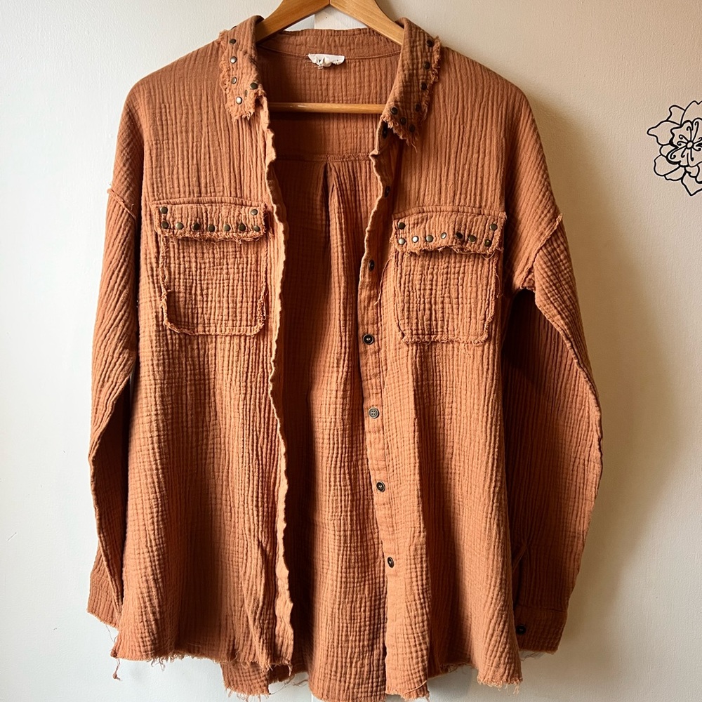 Women’s Cotton Medium Relaxed Button Up Top Long Sleeve